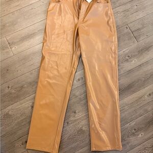 Abercrombie & Fitch Camel Faux Leather Pants